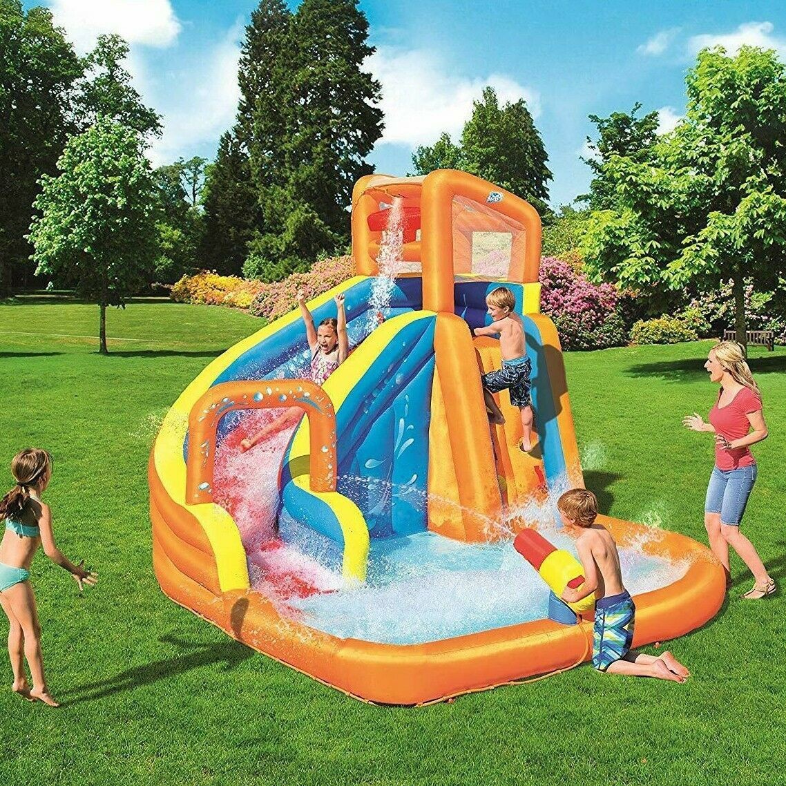 Bestway53301 小型水上滑梯游乐场 户外大型冲浪帆板儿童跳跳床