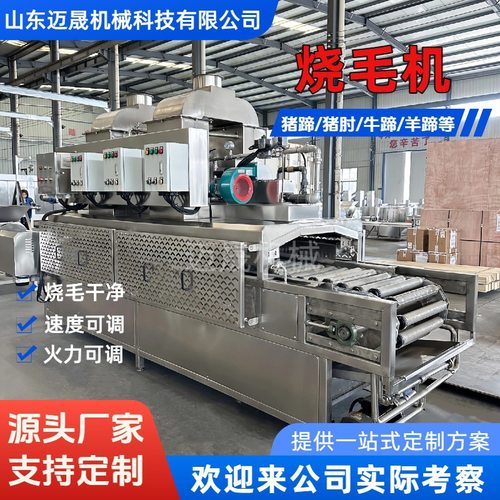 液化气猪蹄烧毛机 猪头烧毛机 带皮五花肉猪耳朵连续式燎毛机