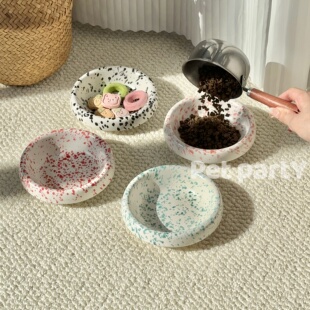 陶瓷猫狗碗宠物食碗猫狗碗彩色进口釉面防滑慢食碗浅口防黑下巴