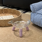 玻璃碗套装 彩色大口径高矮脚护颈中小型猫咪狗狗水碗粮盆防透明