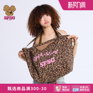复古派对系列豹纹帆布单肩包通勤礼物2025年新品 SFSG