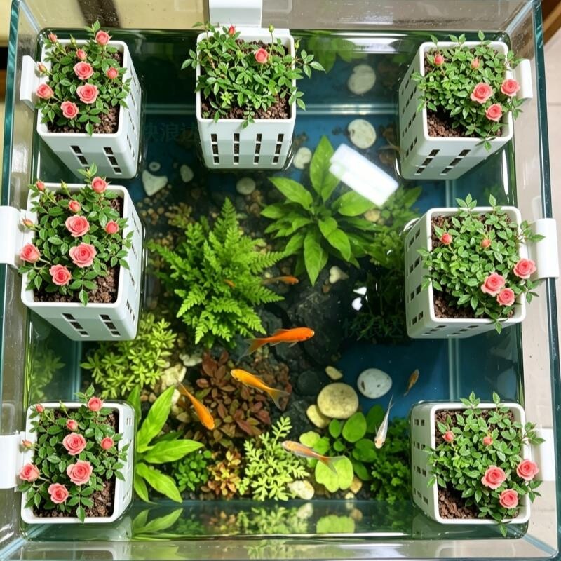 迷你水培姬月季带花苞鱼缸造景好养易活四季常开净化水质盆栽绿植