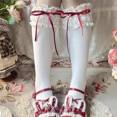 绑带秋季蝴蝶结lolita纯色可爱