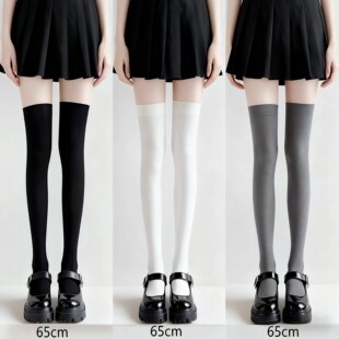JK过膝袜加长防滑女学生压力袜子白色半截丝袜大腿高长筒袜秋冬款