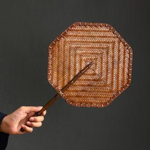 纯手工竹编扇子 中式复古大漆文人遮羞团扇 竹制扇蒲扇 夏季新品