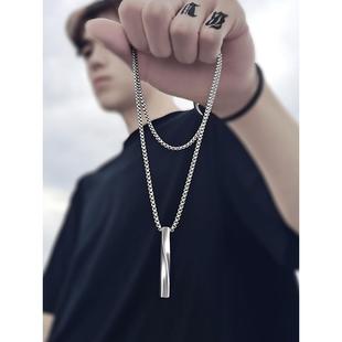 ins风钛钢项炼螺旋吊坠男女款项炼小众简约项饰百搭潮炼