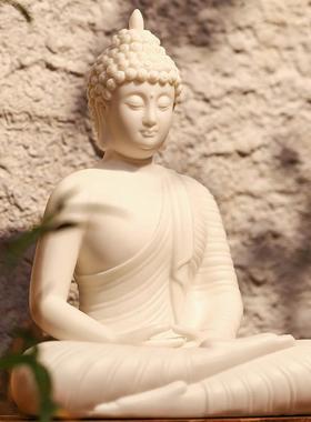 中式白瓷释迦牟尼佛如来佛祖摆件陶瓷佛具菩提家用泰佛长辈送礼