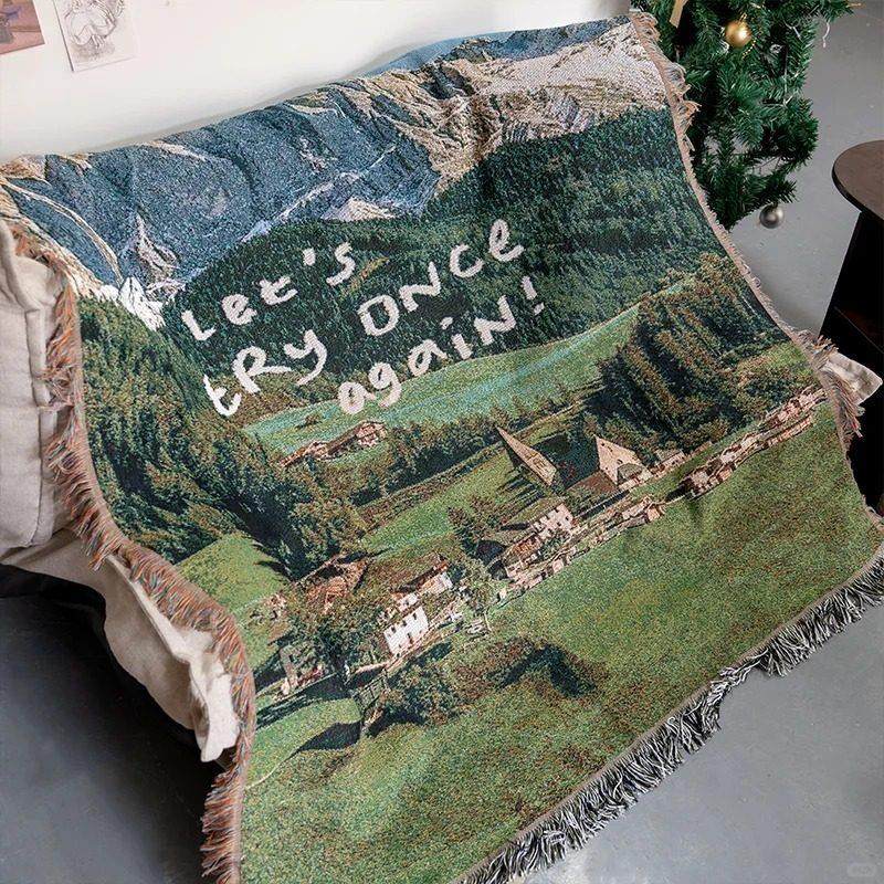 北欧阿尔卑斯山风景图装饰挂毯沙发毯露营地毯编织多功能床上盖巾,居家布艺,挂毯/壁毯,淘宝优惠券,粉丝福利购,淘宝优惠卷