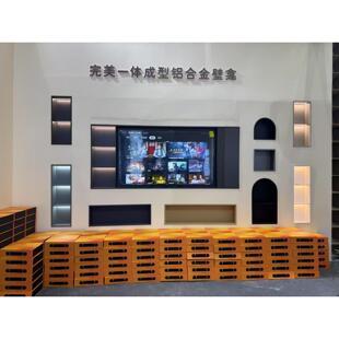 实心铝板柜铝板柜不锈钢电视壁龛嵌入式客厅背景柜金属展示柜定制
