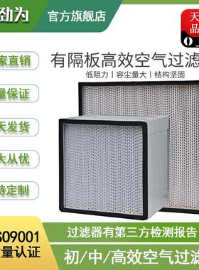 高效过滤器H13HEPA铝框有无隔板空调滤芯过滤网铝箔纸耐高温过滤