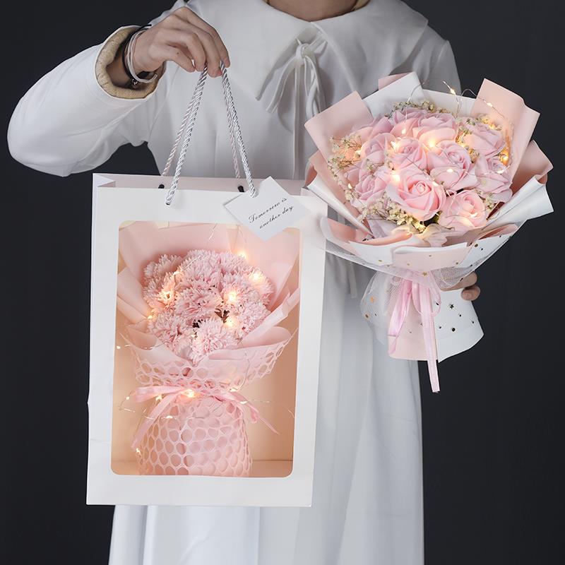满天星干花康乃馨玫瑰仿真香皂花永生花束送女闺蜜仪式感生日礼物