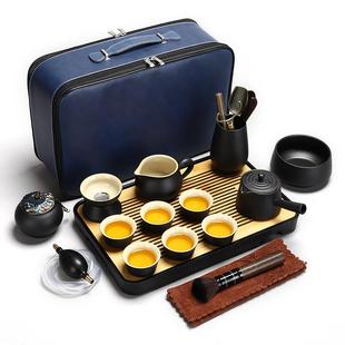 旅行陶瓷功夫茶具小套装 日式 户外旅游便携包一壶六杯家用茶壶茶杯