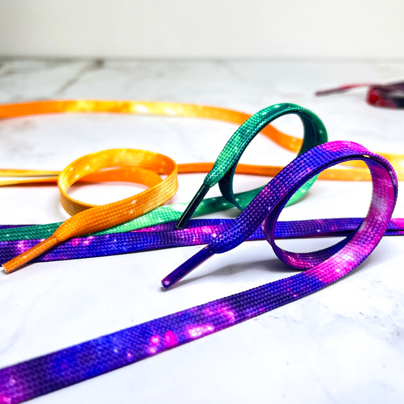 星空扎染鞋带个性印花粉紫黑蓝绿灰蓝鞋带AJ1AF1