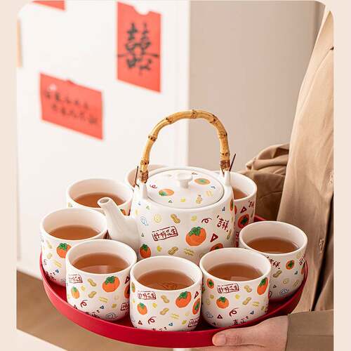 茶壶乔迁新居生日礼品茶杯水壶结婚新婚礼物柿柿如意暖房搬家茶具
