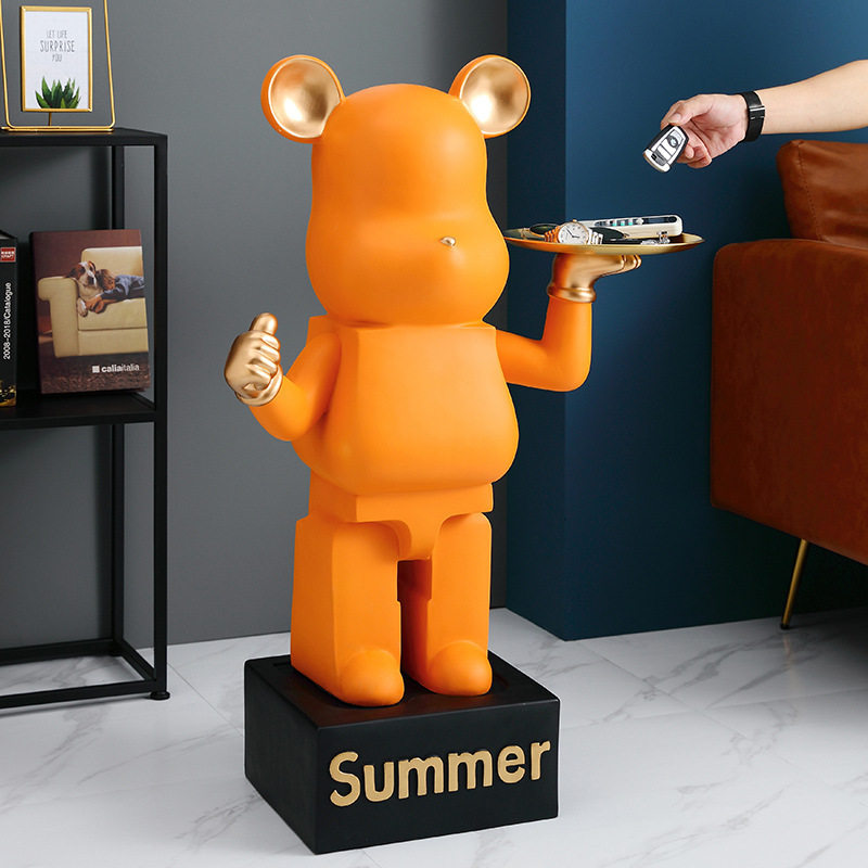 熊大号摆件钥匙托盘玄关收纳轻奢客厅电视柜旁软装落地装饰