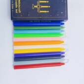 白蜡烛家用照明停电应急防灾白色烟味烛台彩色荧光笔