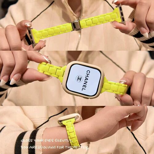 适用iWatchs11代新款细款亚克力三株表带苹果s10applewatchS9876se春夏华为FIT4智能fit3小米9Pro透气红米6/5