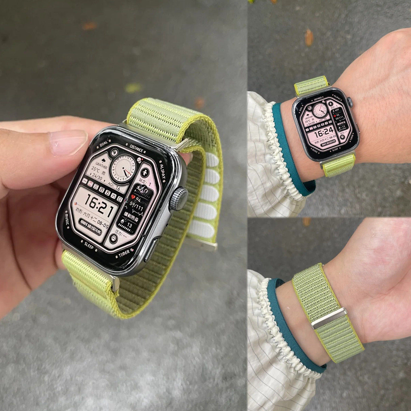 适用华为FIT4新款Fit3原野山地纹魔术贴WatchFit4Pro表带iWatchs11智能苹果s1098通用运动小米9Pro红米54夏天
