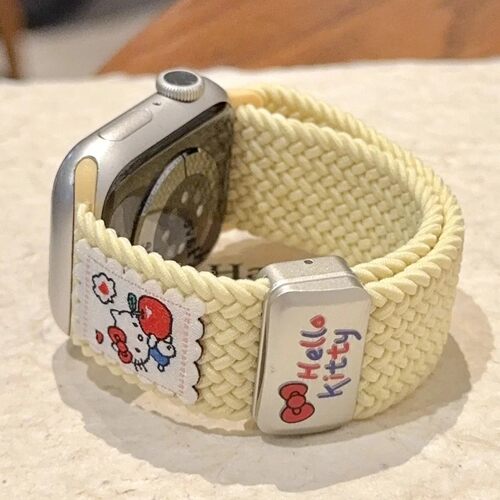 适用iWatchs11表带新款KT猫涂鸦插画苹果手表s10编织磁吸表带applewatchS98se华为Fit4/Fit3创意小米9Pro夏天