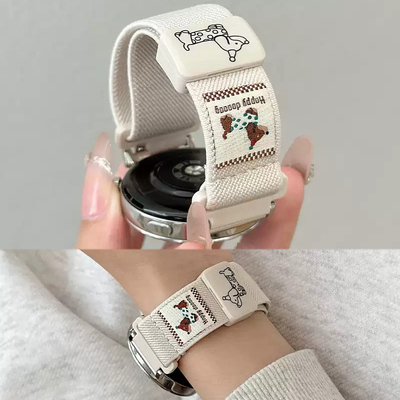 适用于华为GT6/GT5可爱腊肠狗尼龙编织磁吸表带Watch5/4华为gt4运动FIT4/Fit3GT3gt2智能OPPOWatchX2Mini高级