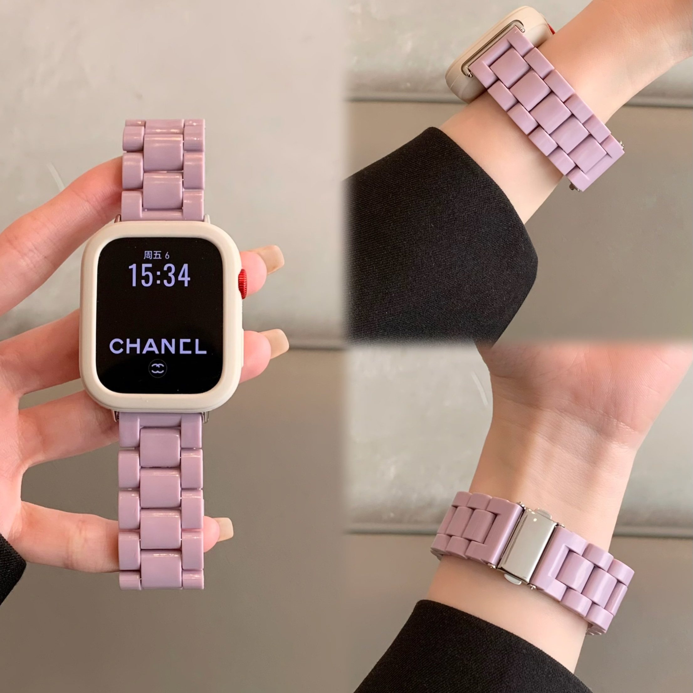 适用华为FIT4手表Fit3新款糖果亚克力三株表带watchFit4Pro软壳舒适小米9Pro腕带苹果S11s1098se夏季可爱高级