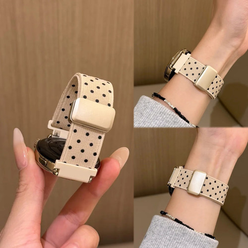 适用华为GT7手表新款GT6韩系波点弹力针织磁吸表带GT4创意Watch54舒适GT5ProGT3GT21柔软FIT5/FIT4高级感透气