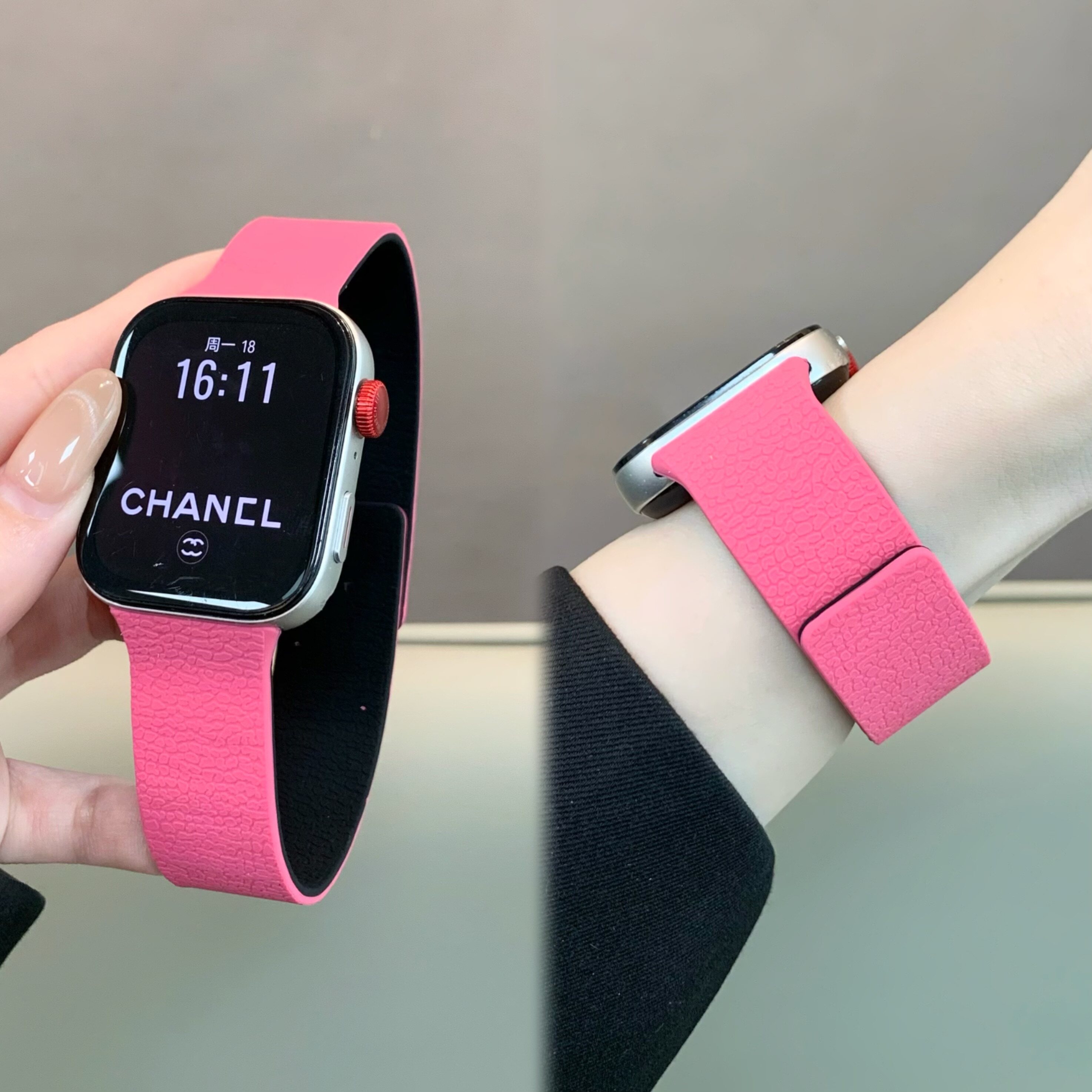 适用于华为watchFit4Pro手表FIT5新款一体扣荔枝纹硅胶磁吸表带FIT4运动腕带四代智能华为Fit3夏天高质感透气图片