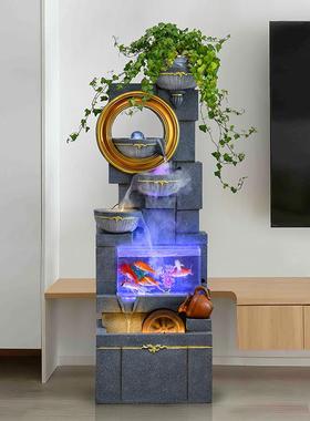 流水摆件循环水招财客厅鱼缸入户玄关加湿器水幕墙喷泉风水轮落地