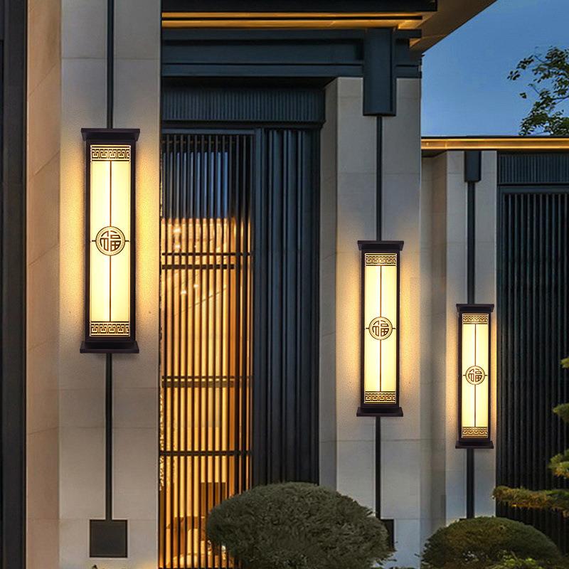 中式太阳能壁灯别墅阳台庭院大门灯酒店外墙灯户外免布线防水壁灯