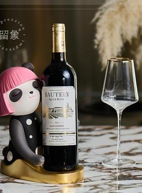 留象波点熊猫酒架摆件间距装饰客厅电视柜玄关酒柜餐边柜乔迁礼品