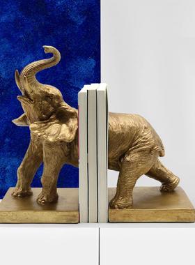 金色大象书挡象摆件动物书立书靠玄关客厅家居办公室电视柜工艺品