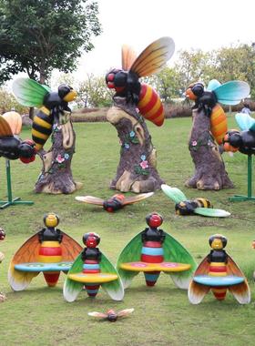 户外仿真蜜蜂雕塑幼儿园林景区庭院卡通动物昆虫装饰景观摆件小品