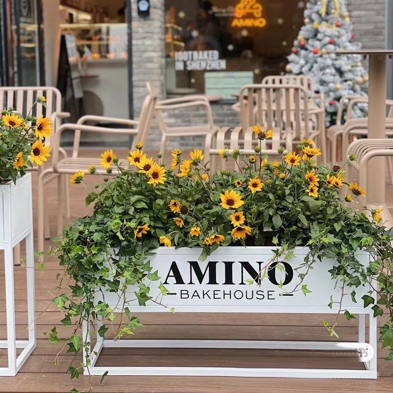 外摆围栏花箱栅栏简约铁艺花架商业街门店户外绿植隔断种植槽定制