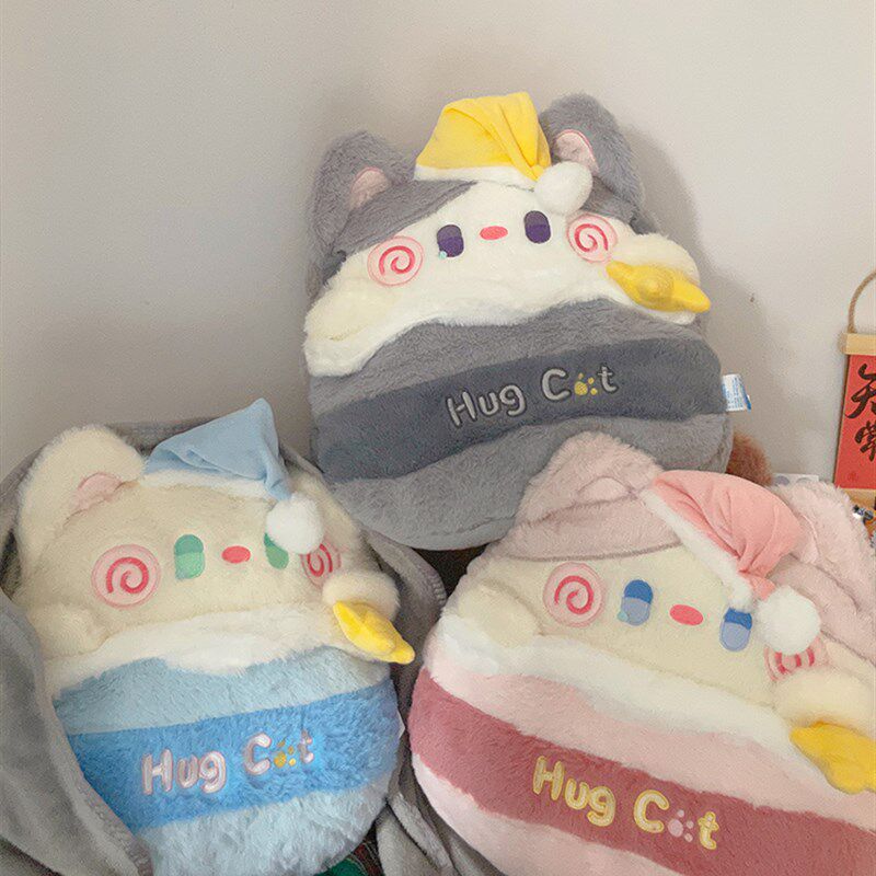 卡通猫咪毛绒午睡抱枕毯子空调被子二合一玩偶女生两用生日礼物