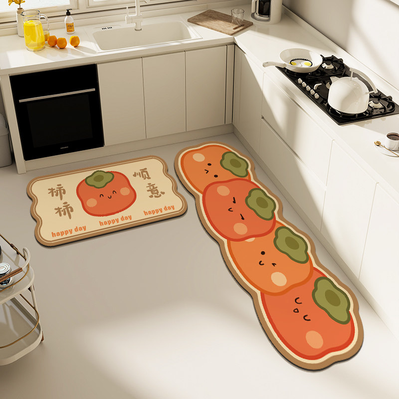 柿柿顺意厨房地垫餐厅灶台长条地毯硅藻泥防滑防油吸水耐脏脚垫子,居家布艺,厨房地垫,淘宝优惠券,粉丝福利购,淘宝优惠卷