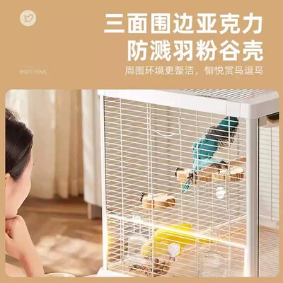 达洋鸟笼B6045ss新型生态鸟笼全景观玻璃牡丹玄凤鹦鹉鸟笼子大号