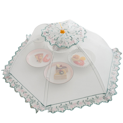 饭菜罩子防苍蝇盖菜罩折叠拆洗餐桌罩剩菜食物饭罩双骨防尘遮伞菜