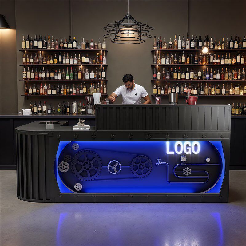 工业风酒吧吧台桌铁艺收银柜台火锅烧烤店柜台酒吧酒店转角接待台