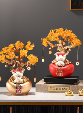 财源广进发财树招财猫摆件