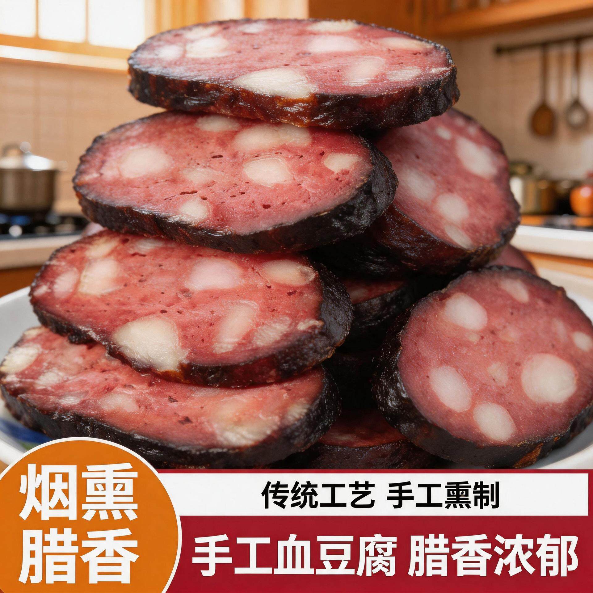 贵州血豆腐邵阳特产血豆腐武冈正宗柴火烟熏血豆腐猪血丸子旗舰店