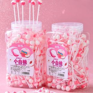 五彩糖果迷你棒棒糖白桃西瓜水果桶装 网红高颜值儿童零食休闲