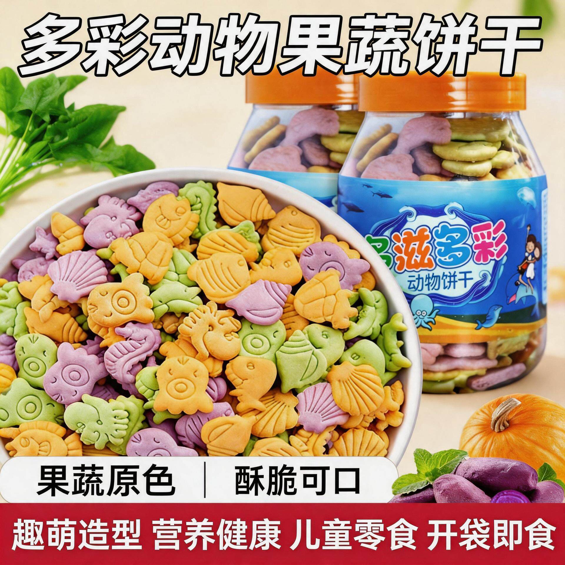 高钙蔬菜儿童饼干不添加蔗糖孕妇宝宝好吃不上火健康营养零食品