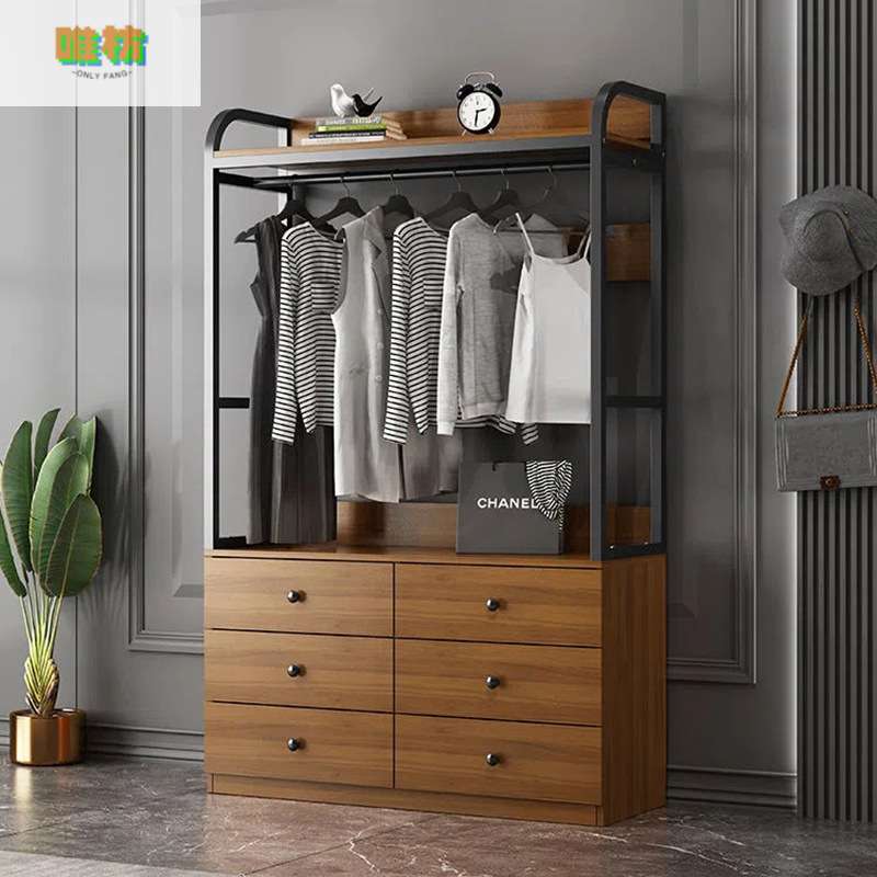家用简易北欧铁衣柜衣架落地客厅卧室内网红房间衣帽置物挂衣架子