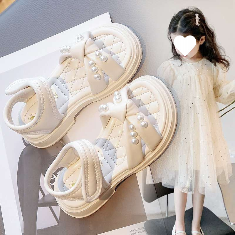 女童凉鞋2025夏季新款珍珠儿童鞋子夏款女孩洋气公主鞋防滑沙滩鞋