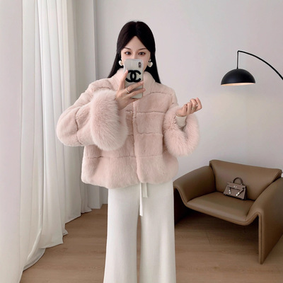 2025冬季新款仿狐狸毛短款外套女毛毛绒一体皮草加厚保暖名媛大衣