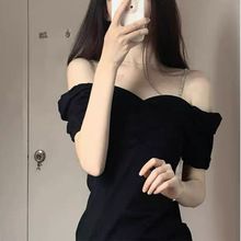 黑色紧身性感吊带连衣裙纯欲包臀短裙小个子设计感别致独特裙子夏