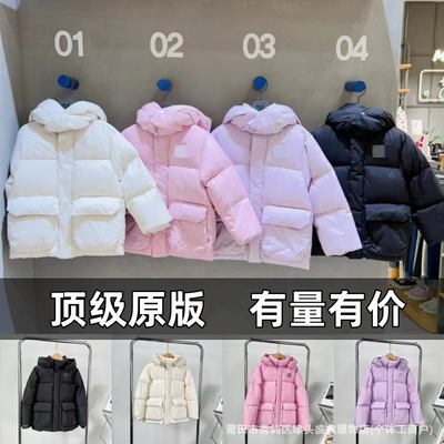 新款MLB儿童羽绒服NY中长款鹅绒冬季男女童工装防风保暖童装外套