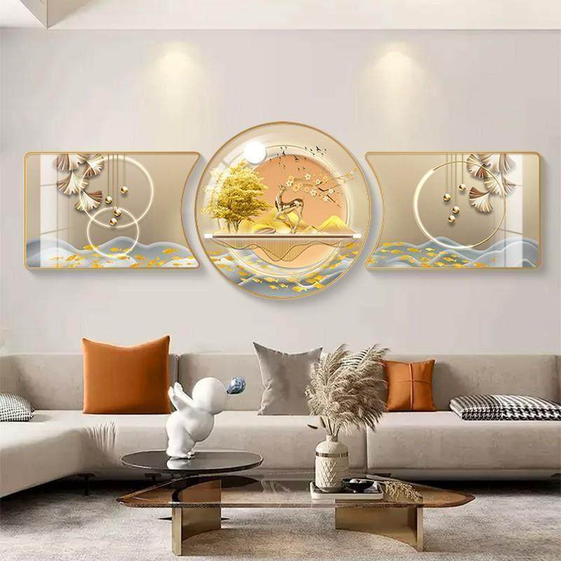现代轻奢客厅装饰画沙发背景墙挂画高档大气壁画墙壁新款三联墙画,家居饰品,现代装饰画,淘宝优惠券,粉丝福利购,淘宝优惠卷
