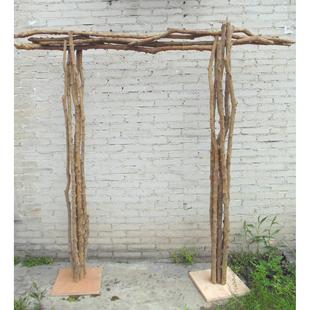 新款森系田园婚庆实木拱门原木多杆组装花门架子花艺装饰花架道具