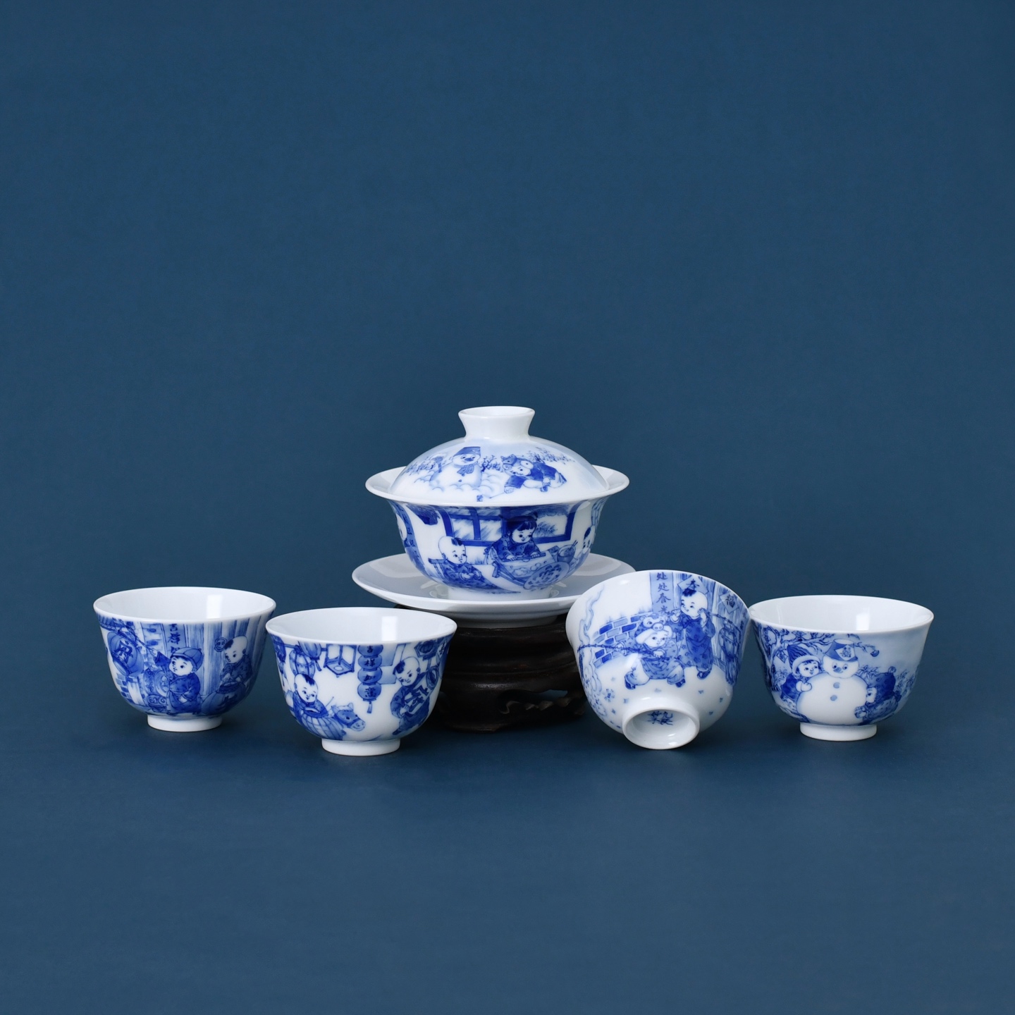 景德镇九段烧九段妙手婴戏套组（包饺子）节日商务送礼纯手绘瓷器